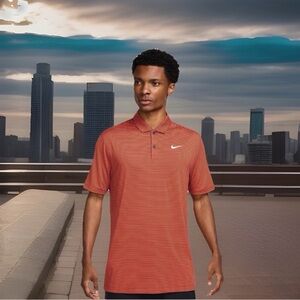 Nike Men's Dri-FIT Victory Striped Golf Polo Shirt. Orange/Black. New